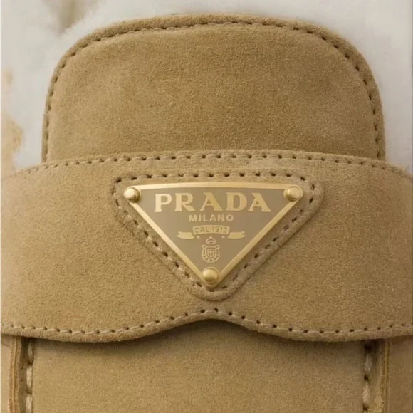 Prada Tan Fur-Lined Mules - Picture 3 of 4